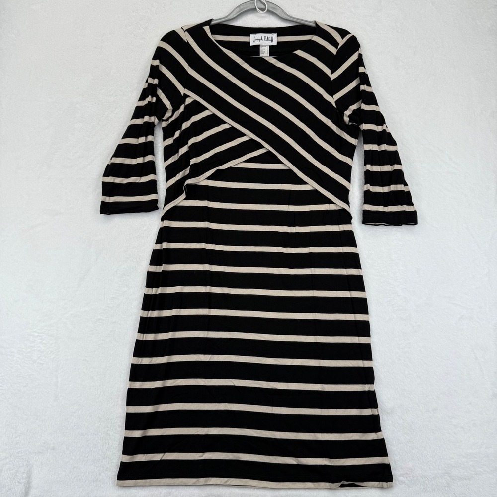 Joseph Ribkoff Striped Dress Women's Size 8 Criss Cross 3/4 Sleeve‎
